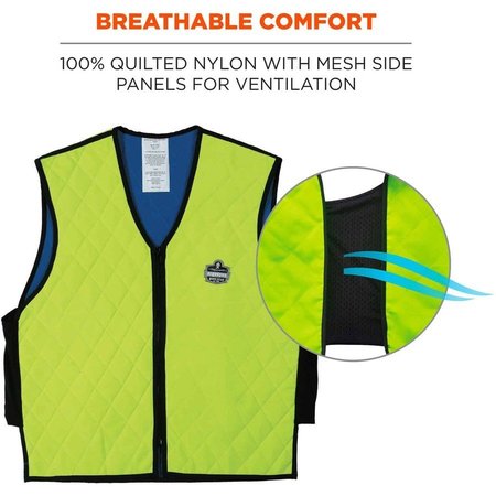 Ergodyne Evaporative Cooling Vest, Embedded Polymers, Zipper Closure, Lime, 2XL EGO12536